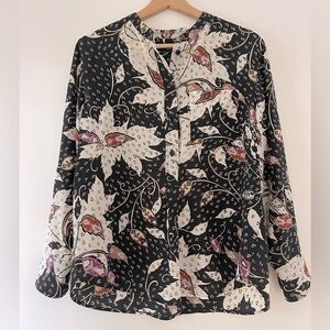 Isabel Marant Black and White Relaxed Blouse with Mandarin Collar size 36 EUC